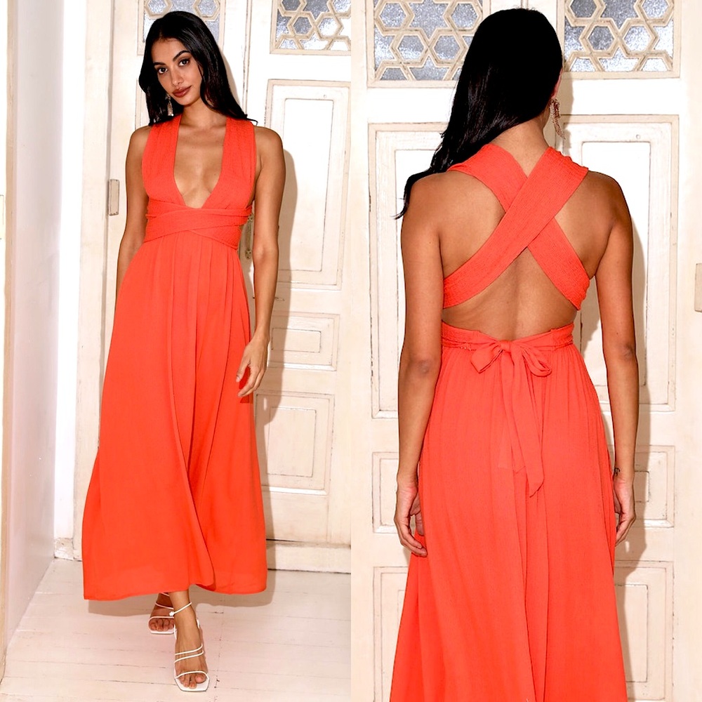 Hello Molly Vibrant Orange Maxi Dress